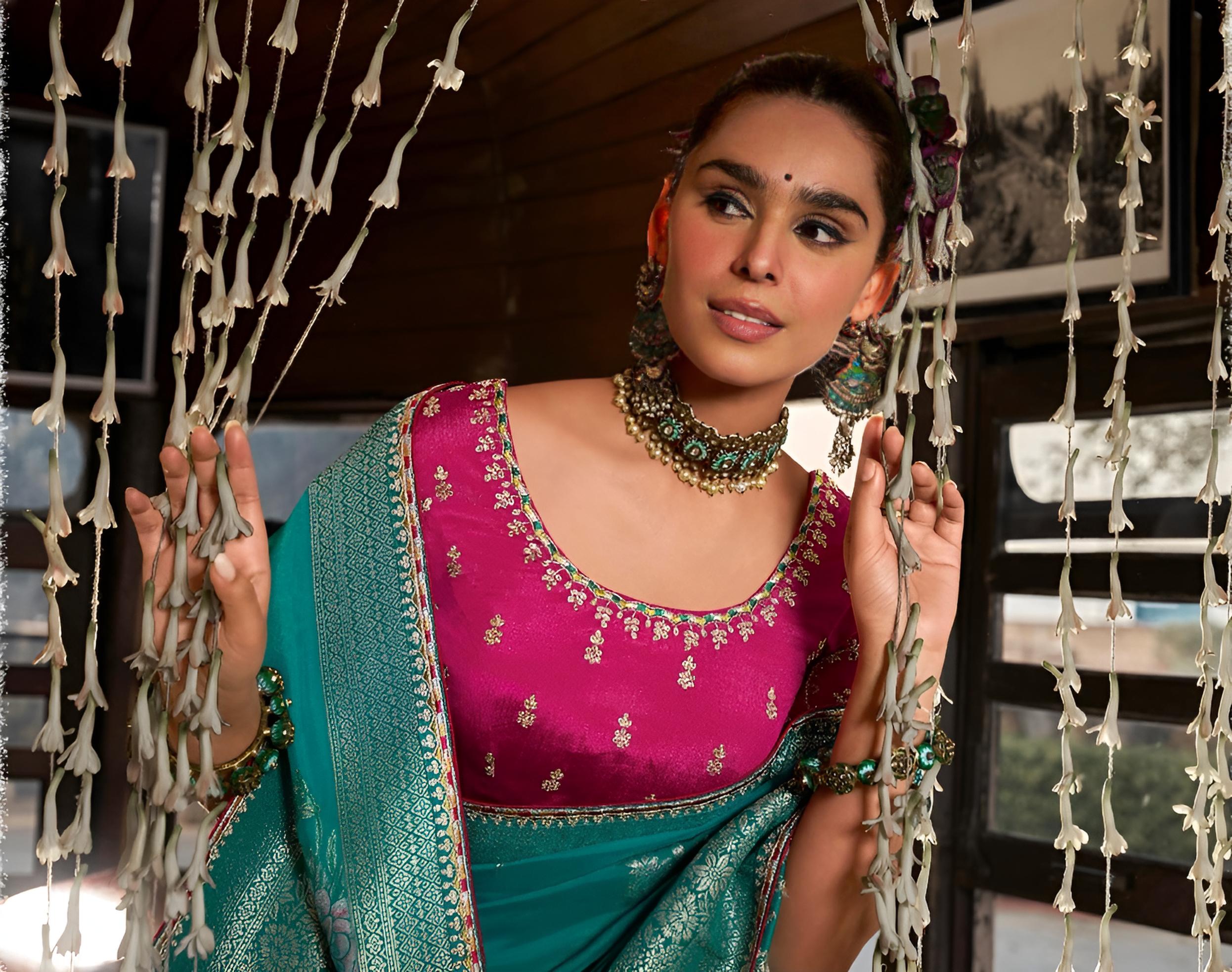 Teal Soft Dola Viscose Silk Saree