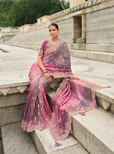 Lavender Pink Silk Saree