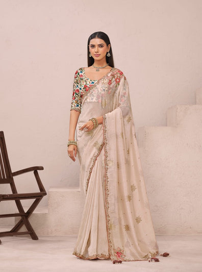 Rose Beige Fancy Fabric Saree