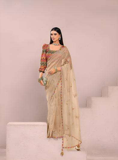 Beige Fancy Fabric Saree